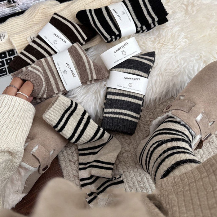 Wholesale Socks for warmth, thick middle tube, striped thick middle tube