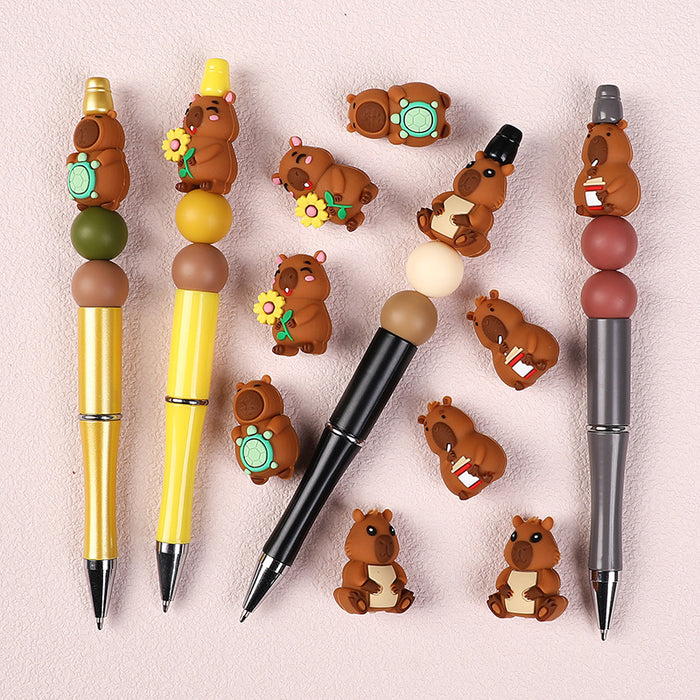 Wholesale 20pcs Cartoon Capybara Silicone Beads Capybara Jewelry DIY Bracelet Necklace Animal Silicone Beads