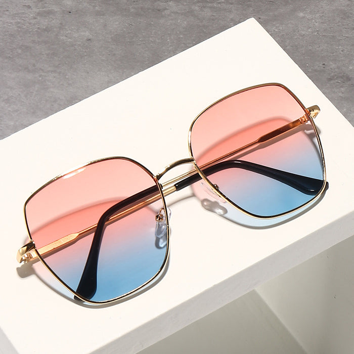 Wholesale Sunglasses Women's  UV-resistant Sunglasses Gradient Large Frame Metal Sunglasses
