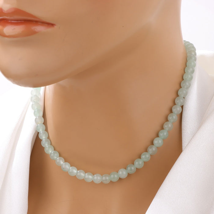 Wholesale 6mm stone bead necklace packaged with an adjustable clasp suitable as a collarbone necklace