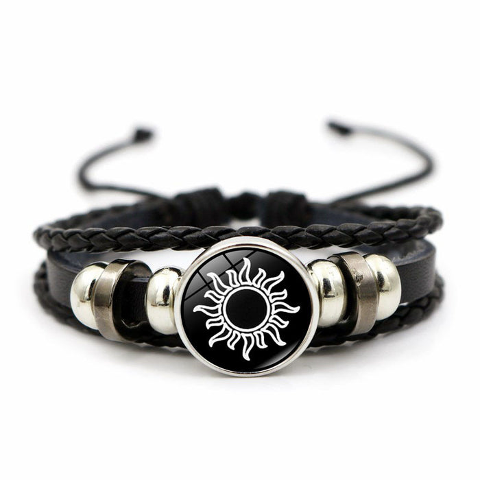 Wholesale Sun Moon Leather Bracelet Vintage Multi-layer Beaded Woven Bracelet Gift