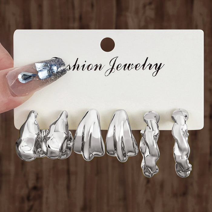 Wholesale 6-Pair Creative Gold Teardrop Earring Set