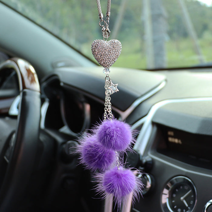 Wholesale Pink Plush Fur Ball Car Pendant Heart Design Car Interior Decoration