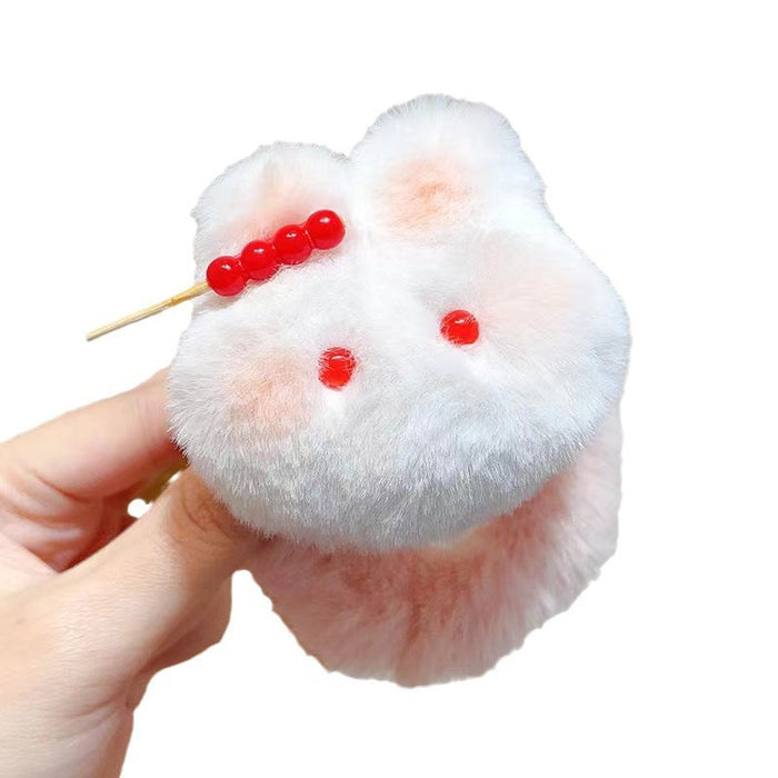 Wholesale Sugar gourd bunny furry hair ring girl heart cute blush rabbit hair rope autumn and winter soft cute ponytail hairpin