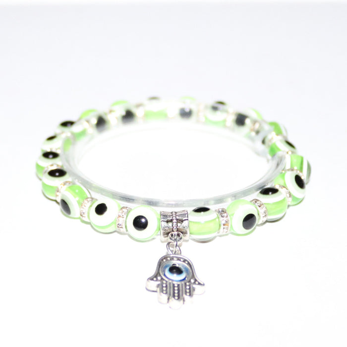 Wholesale Devil's eye Evil eye Palm Pendant Bracelet Evil eye Beaded Elastic Bracelet for Women