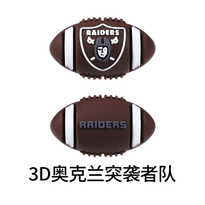 Wholesale 20pcs Rugby team silicone beads team three-dimensional loose beads sports silicone beads