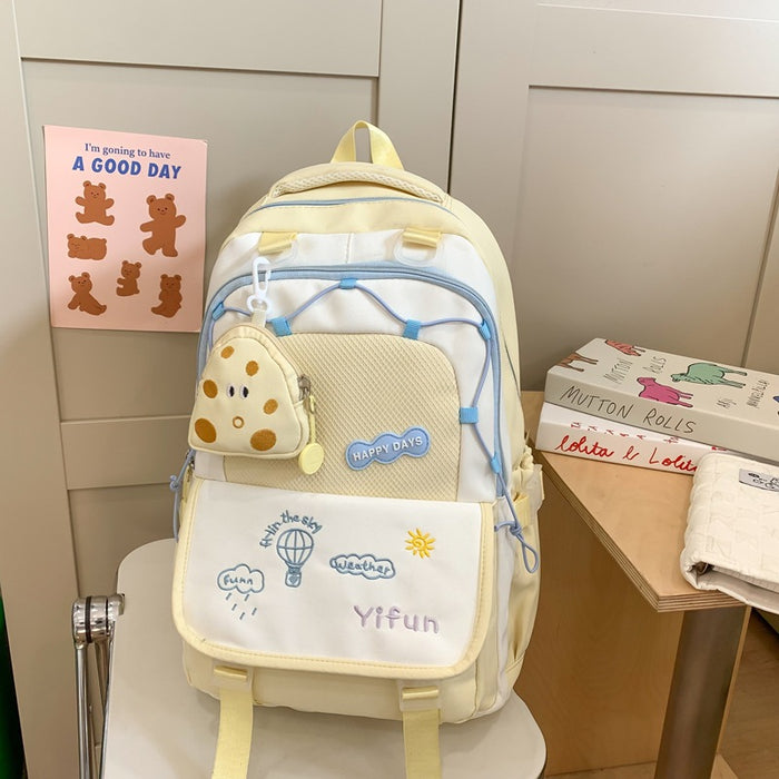 Wholesale Contrast color schoolbags, cute, lightweight, large-capacity, versatile backpacks for middle school and high school students