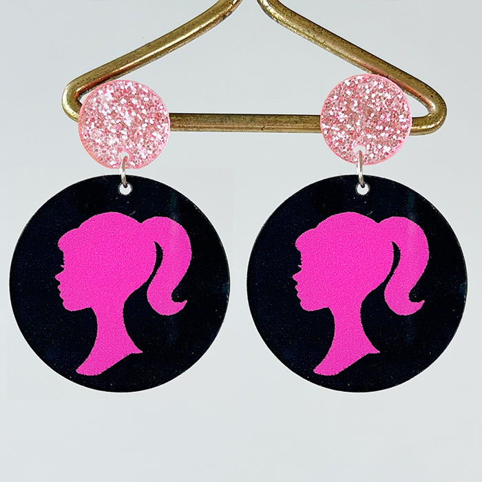 Wholesale 2 Pairs/pack Pink Leopard Print Acrylic Earrings JDC-ES-HeYi103