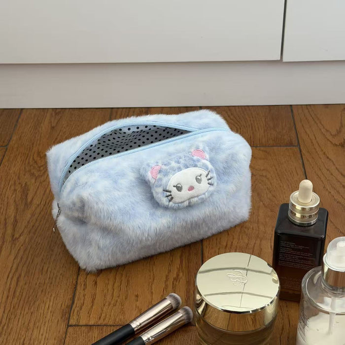Wholesale Plush Pink Leopard Print Makeup Bag