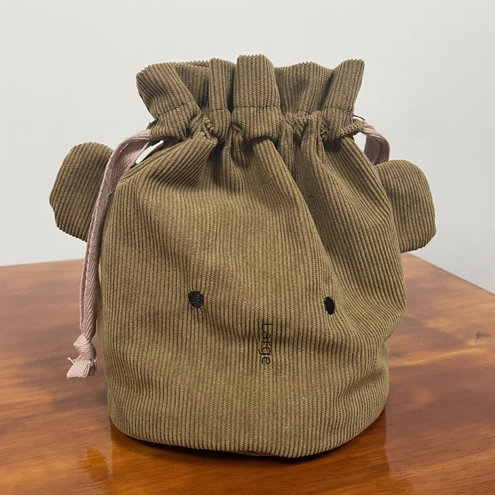 Wholesale Corduroy Bear Travel Portable Cosmetic Storage Bag Drawstring Closure Wash Bag Lightweight Compact Toiletry