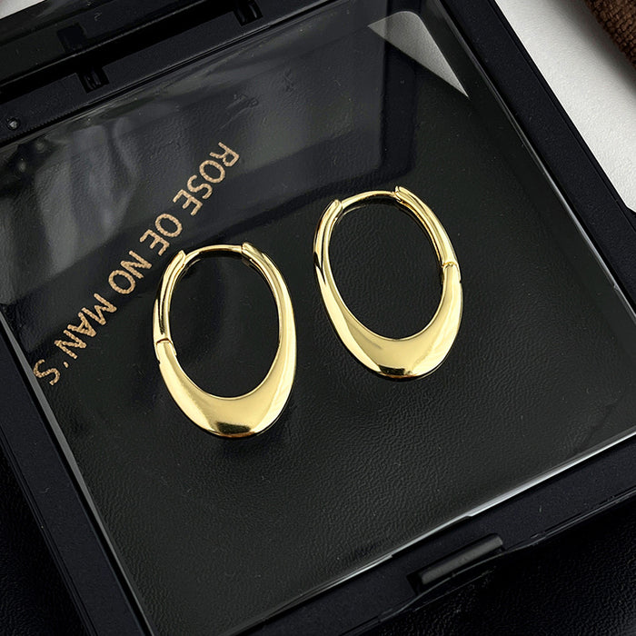 Wholesale Simple, fashionable, light luxury, high-end, geometric oval ear buckle, plain ring, exquisite and versatile commuting style