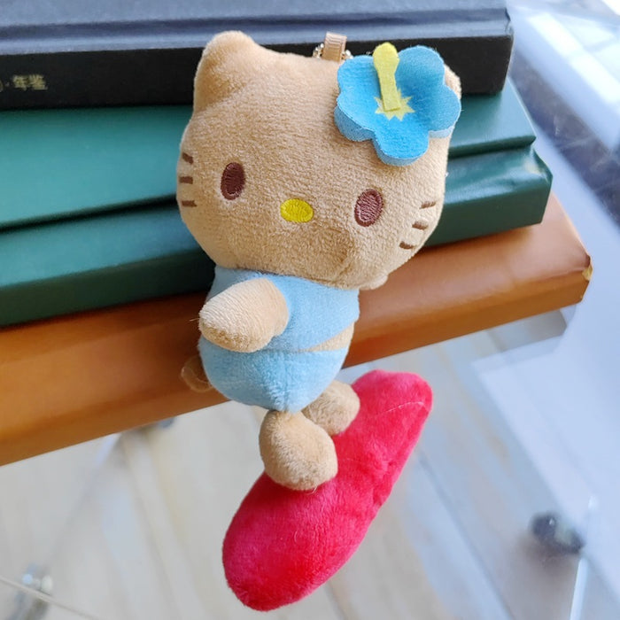 Wholesale Hawaii Beach Swimming Circle Surfing Pineapple Paradise Cat Plush Doll Pendant