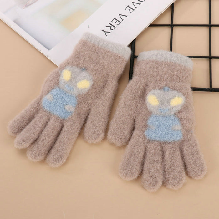 Wholesale Cartoon Warm Gloves  Fleece Lining Thickened Fingers