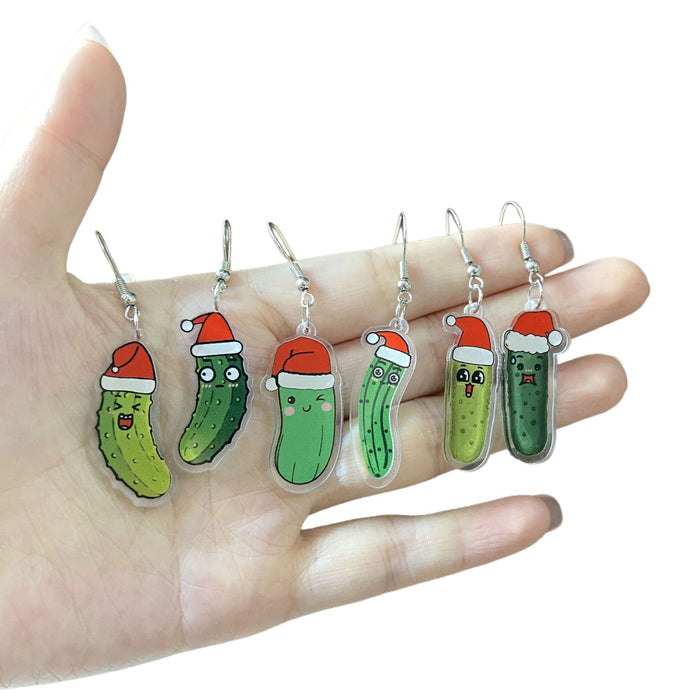 Wholesale Christmas acrylic earrings cute funny vegetable double-sided cucumber fun cartoon creative earrings