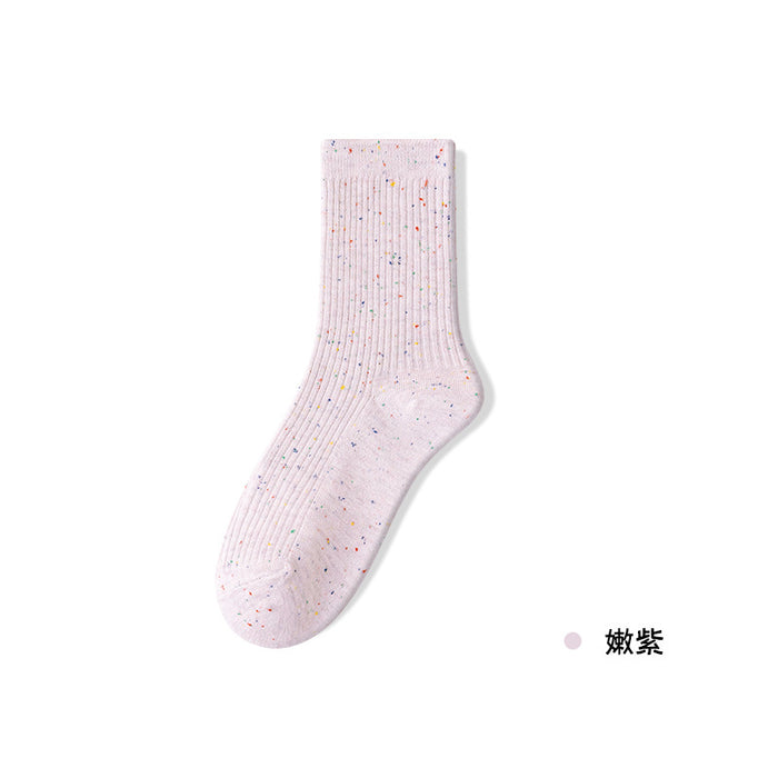 Wholesale Stacked socks made of pure cotton, thin socks with dotted yarn, long tube socks that are versatile and boneless, mid tube socks