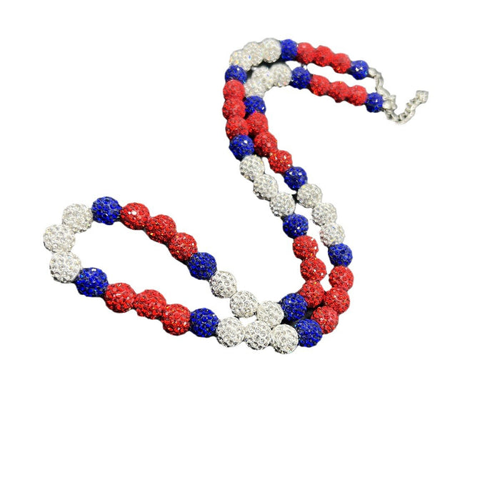 Wholesale Baseball necklace hip hop colorful diamond ball jewelry necklace