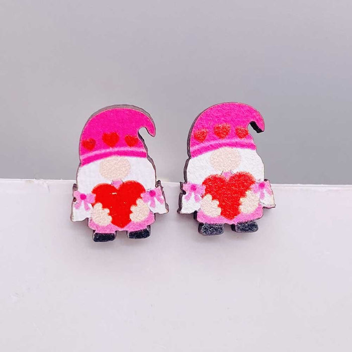 Wholesale Valentine' s Day wooden earrings pink envelope dwarf rose lovely earrings Valentine' s Day jewelry