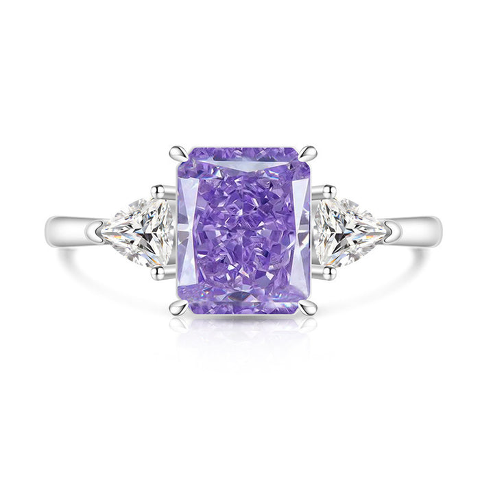 Wholesale Ice Flower Cut Square Ring Copper Real Gold Plating High Carbon Diamond Look Jewelry Accessory for Resale