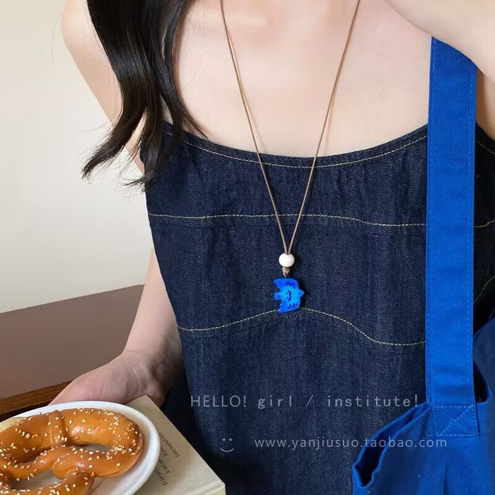 Wholesale Blue Bird Pendant Necklace Handmade Clavicle Chain