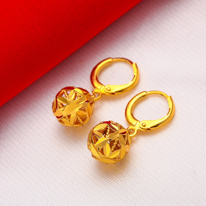 Wholesale  sand gold hollow ball jewelry  car flower ear buckle earrings