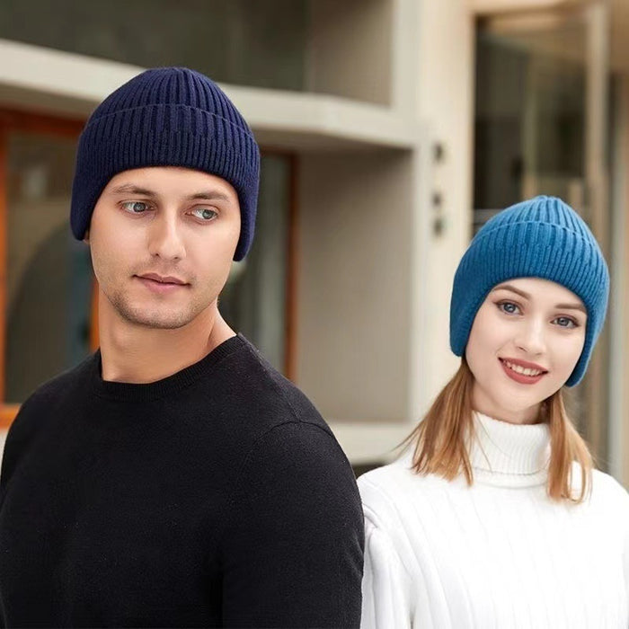 Wholesale Winter Knitted Hat For Men Women Warm Ear Protection Windproof Cycling Hat Fleece-lined Thickened Thermal Adult