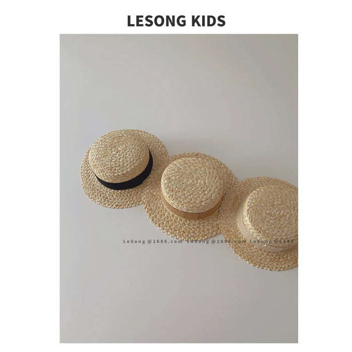 Wholesale Children's Straw Hat Sun Hat Sunscreen Hat Flat Top Hat Fisherman Hat