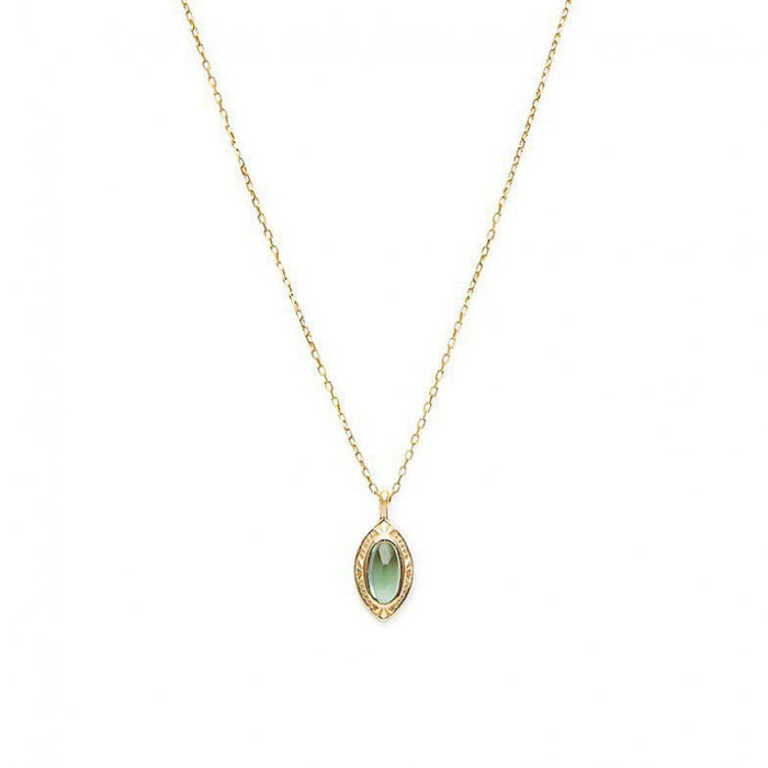 Wholesale Oval pendant, vintage gold-plated necklace, crystal collarbone chain
