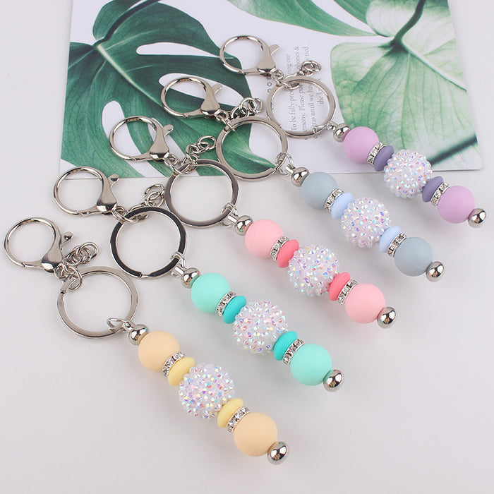 Wholesale Bling Bead Tassel Keychain Personalized Pendant Key Ring Bag Pendant Pendant Silicone Keychain