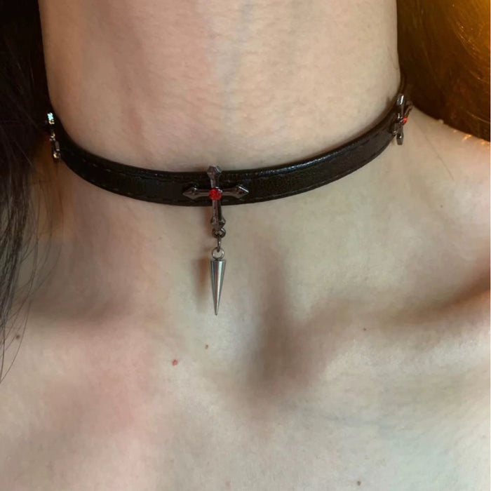 Wholesale Gothic Style Red Cross Necklace