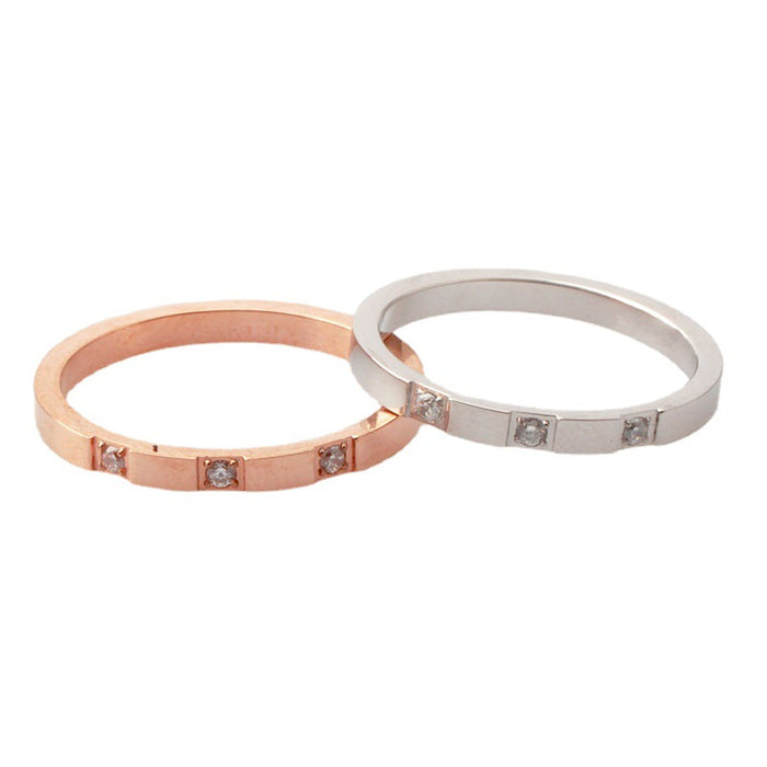 Wholesale diamond three diamond ring rose gold Hao stone titanium steel ring tail ring jewelry manufacturers direct sales