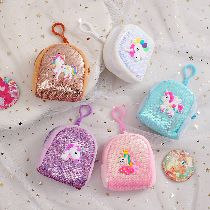 Wholesale Sequin Unicorn Coin Purse Children' s Cartoon Portable Coin Headset Storage Bag Cute Mini Bag