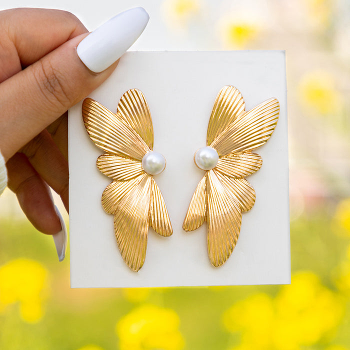 Wholesale Alloy Butterfly Earrings Exaggerated Large Flower Stud