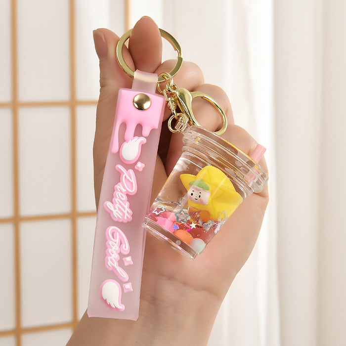 Wholesale Liquid Glitter Bottle Keychain Pendant with Floating Stars liquid keychain