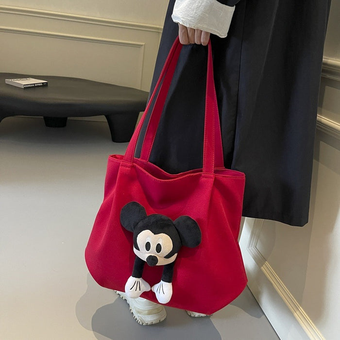 Wholesale Canvas Bag College Student Portable Satchel All-match Large Capacity School Bag Casual Simple Hand Cartoon Shoulder Bag