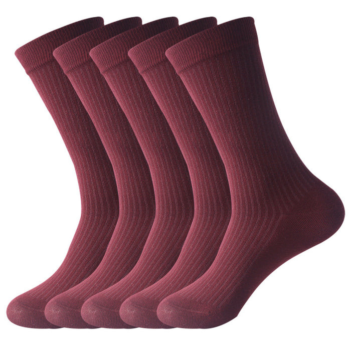 Wholesale Vertical calf socks imitation double needle mid high tube socks cotton socks long socks