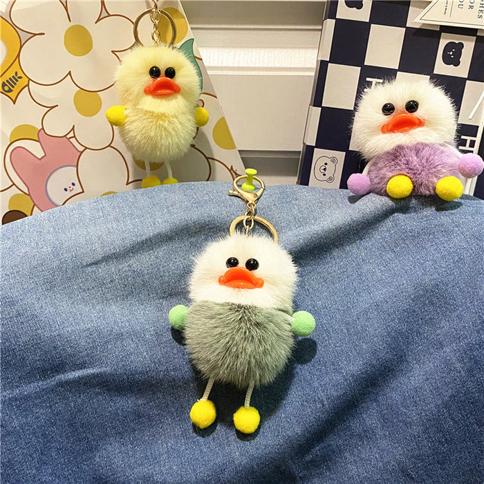 Wholesale Duck keychain cute plush student bag pendant cartoon elf car keychain accessories