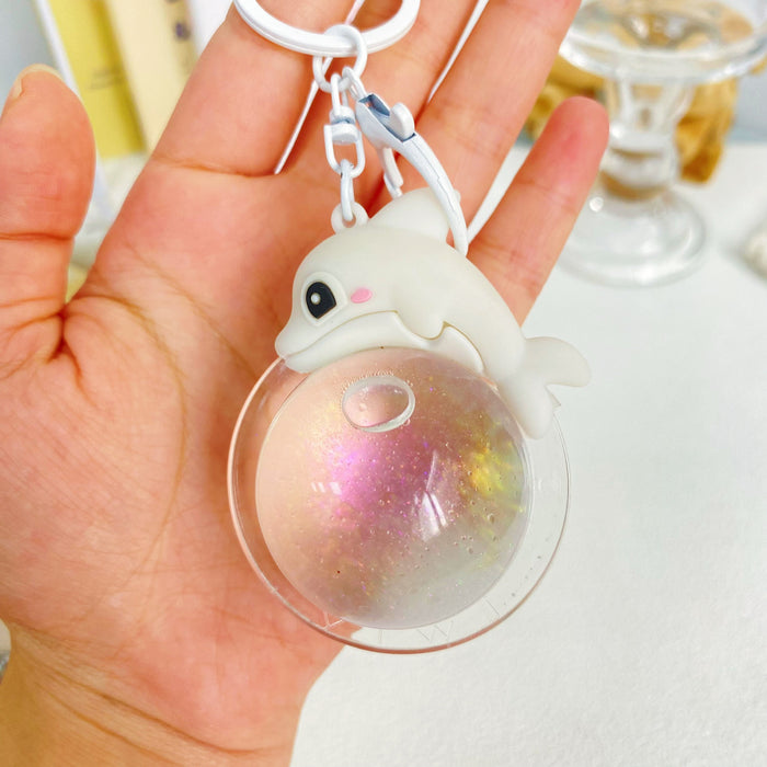 Wholesale Creative Dolphin Liquid Keychain Cartoon Marine Animal Accessories Pendant Student Bag Hanger