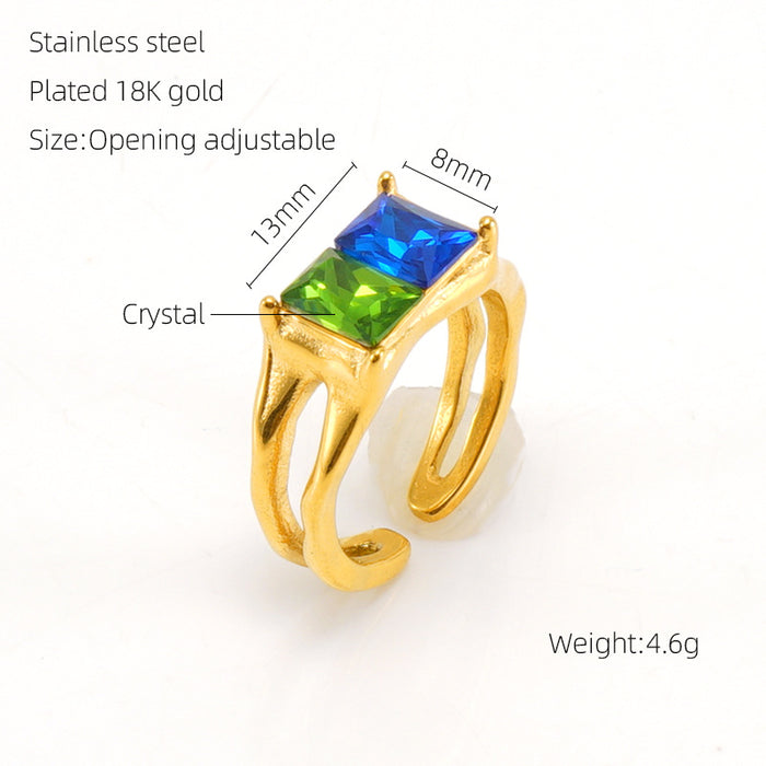 Wholesale Vintage titanium steel moonstone open adjustable ring