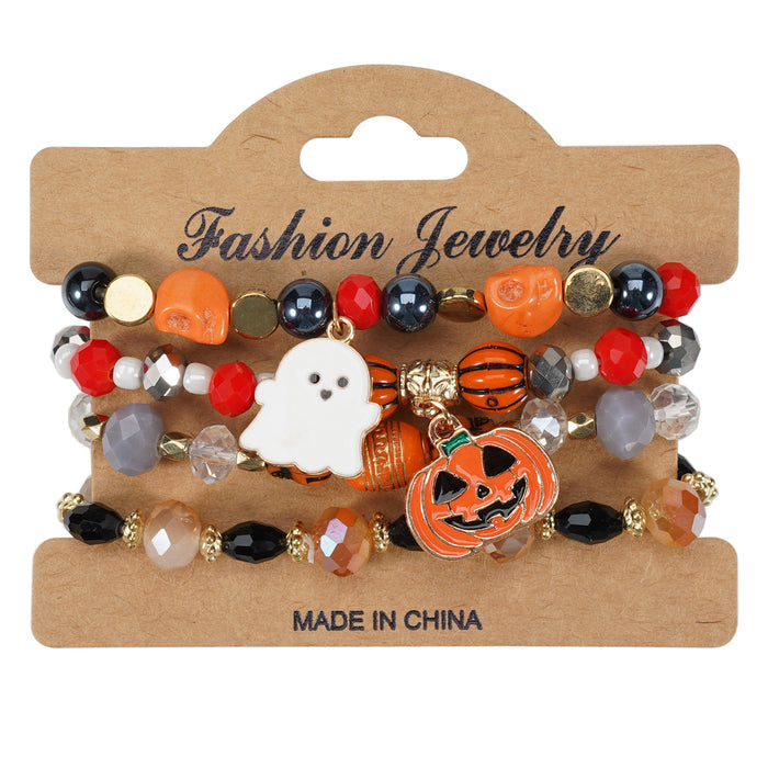 Wholesale Halloween Multi-layer Bat Pumpkin Spider Hoisting Crystal Soft Ceramic Bead Bracelet JDC-BT-Xiny066