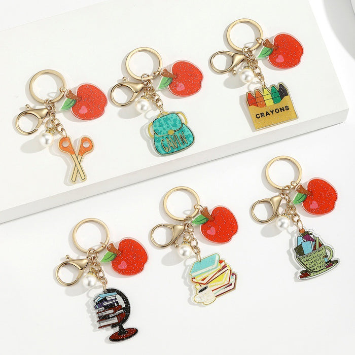 Wholesale Acrylic Pearl Apple Keychain