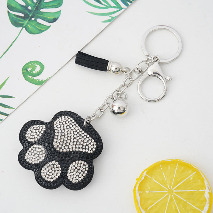 Wholesale Rhinestone Cartoon Bear Paw Keychain