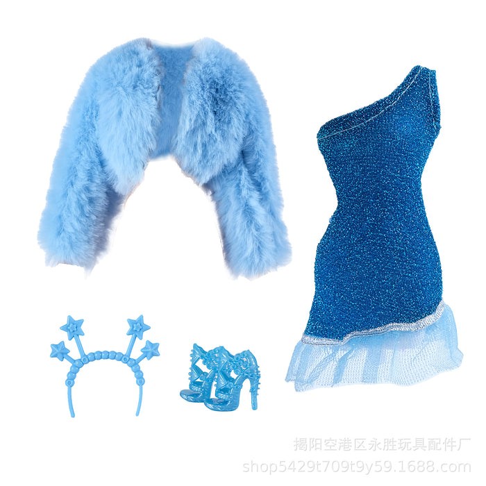 Wholesale  Doll fur plush coat skirt suit doll dress