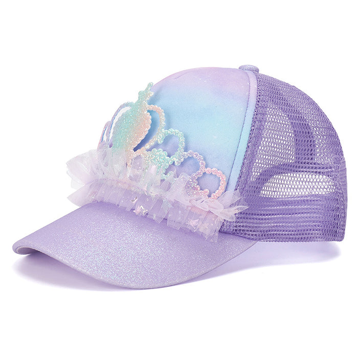 Wholesale Thin lace hat with hollowed out mesh duckbill cap and flower shading breathable sequin baseball cap