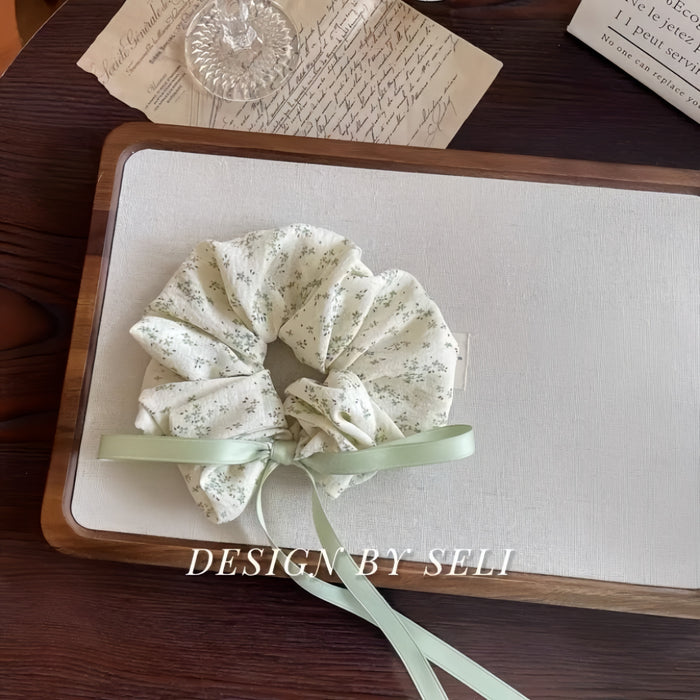 Wholesale bean paste green large hair ring cotton bow ribbon girl headdress for women