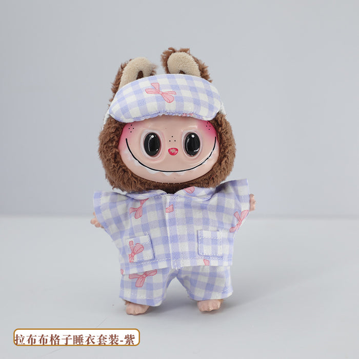 Wholesale Pajamas Set Pendant Doll Cute Plaid Eye Mask Baby Clothes  Replaceable Clothes