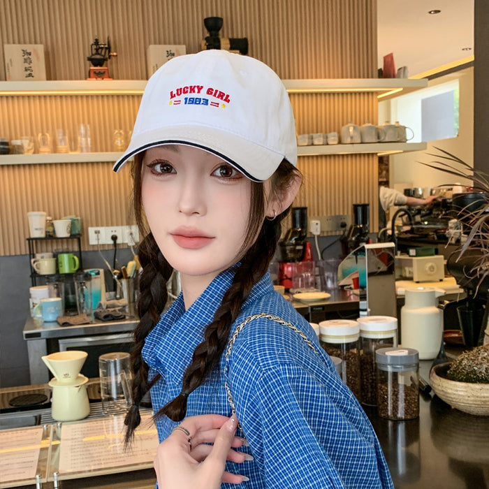 Wholesale Embroidered letter soft top baseball cap with sun protection and wide brim duckbill cap