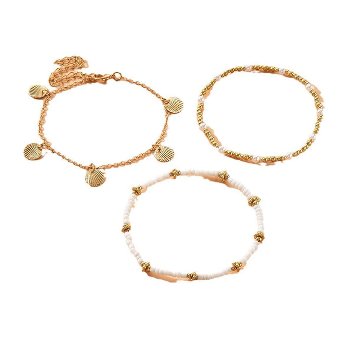 Wholesale Vintage Beaded Anklet with Shell Pendant Fashion Jewelry Accessory