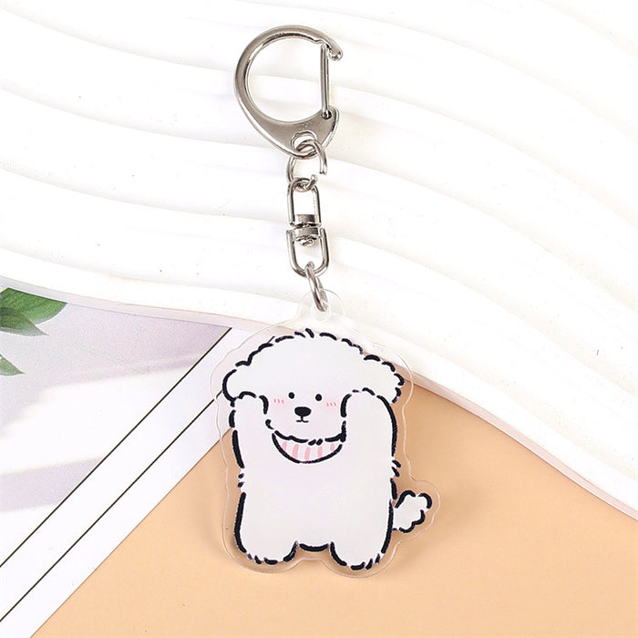 Wholesale Double-Sided Acrylic Cartoon Bichon Puppy Keychain Cute Bag Charm MOQ≥2
