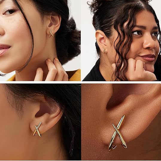 Wholesale Brass electroplating popular geometric earrings cross personality fashion new product versatile three-dimensional jewelry earrings