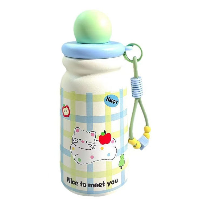 Wholesale Cute Cartoon Children' s Stainless Steel Vacuum Insulated Cup with Carrying Straw